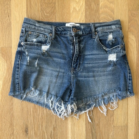 pistola Pants - Pistola Light Wash Cut Off Jean Shorts size 28
